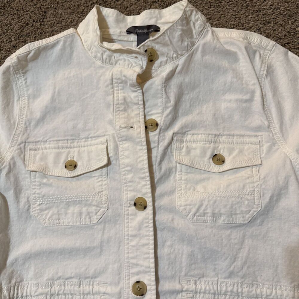 Eddie Bauer‎ Jacket Womans Ripstop Field Safari utility Cargo Canvas L Military - Picture 3 of 12